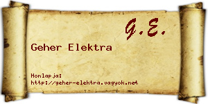 Geher Elektra névjegykártya